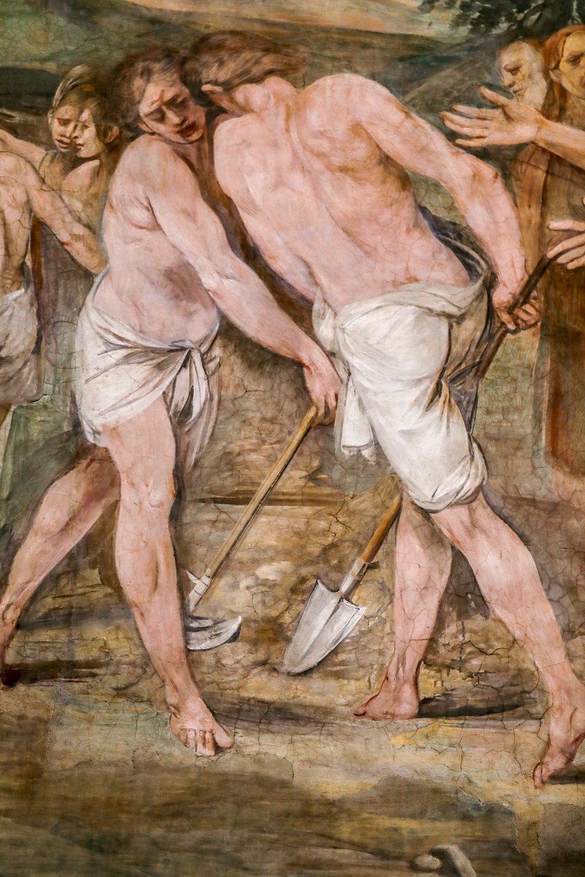 Romulus pløjer grænselinjen omkring den fremtidige by Rom (detaljer) af Giuseppe Cesari