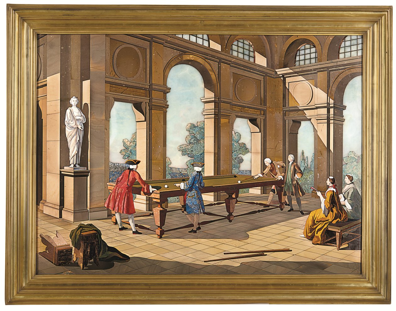 En kejserlig plakette af Billardspillerne, ca. 1752-55 (pietra dura) af Giuseppe (after) Zocchi