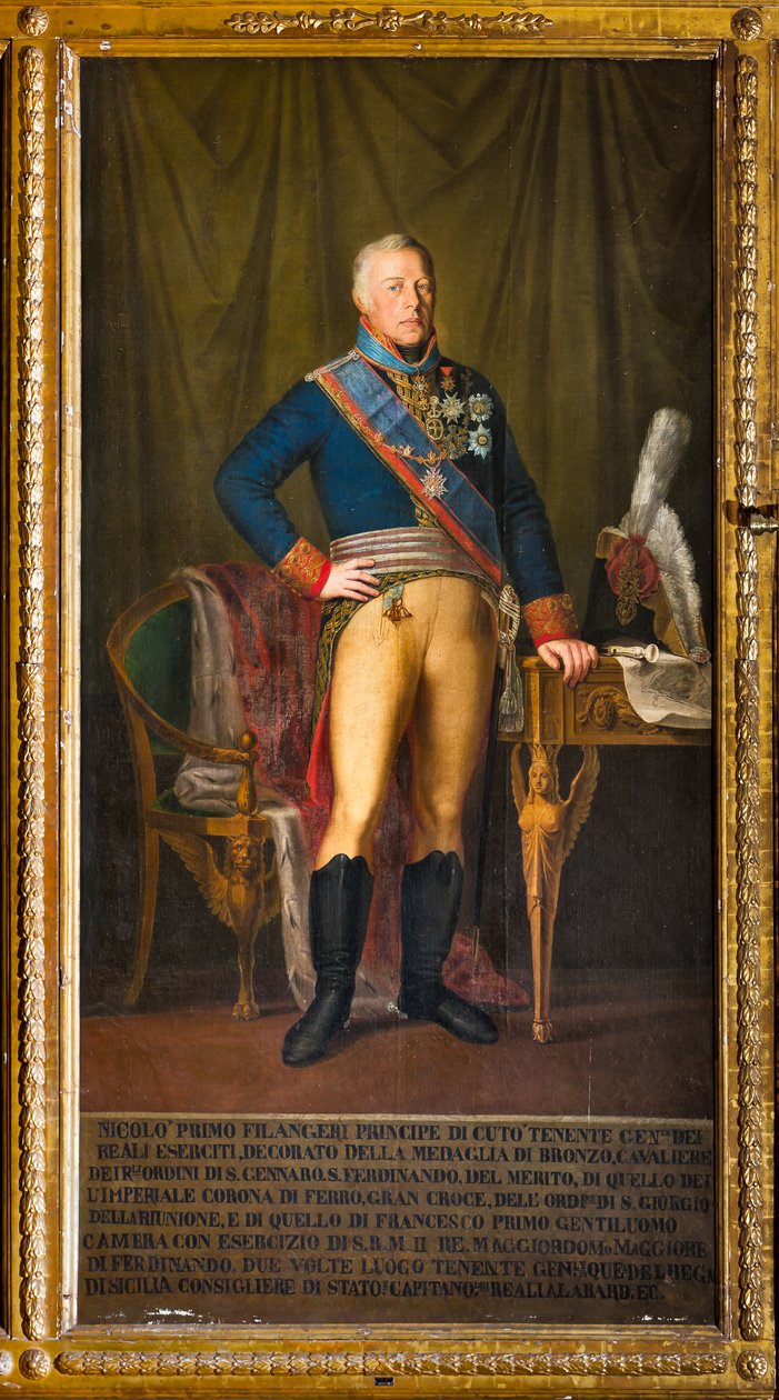 Portræt af Niccolo Filangeri, Kongerigets generalløjtnant (olie på lærred) af Giuseppe (school of) Patania