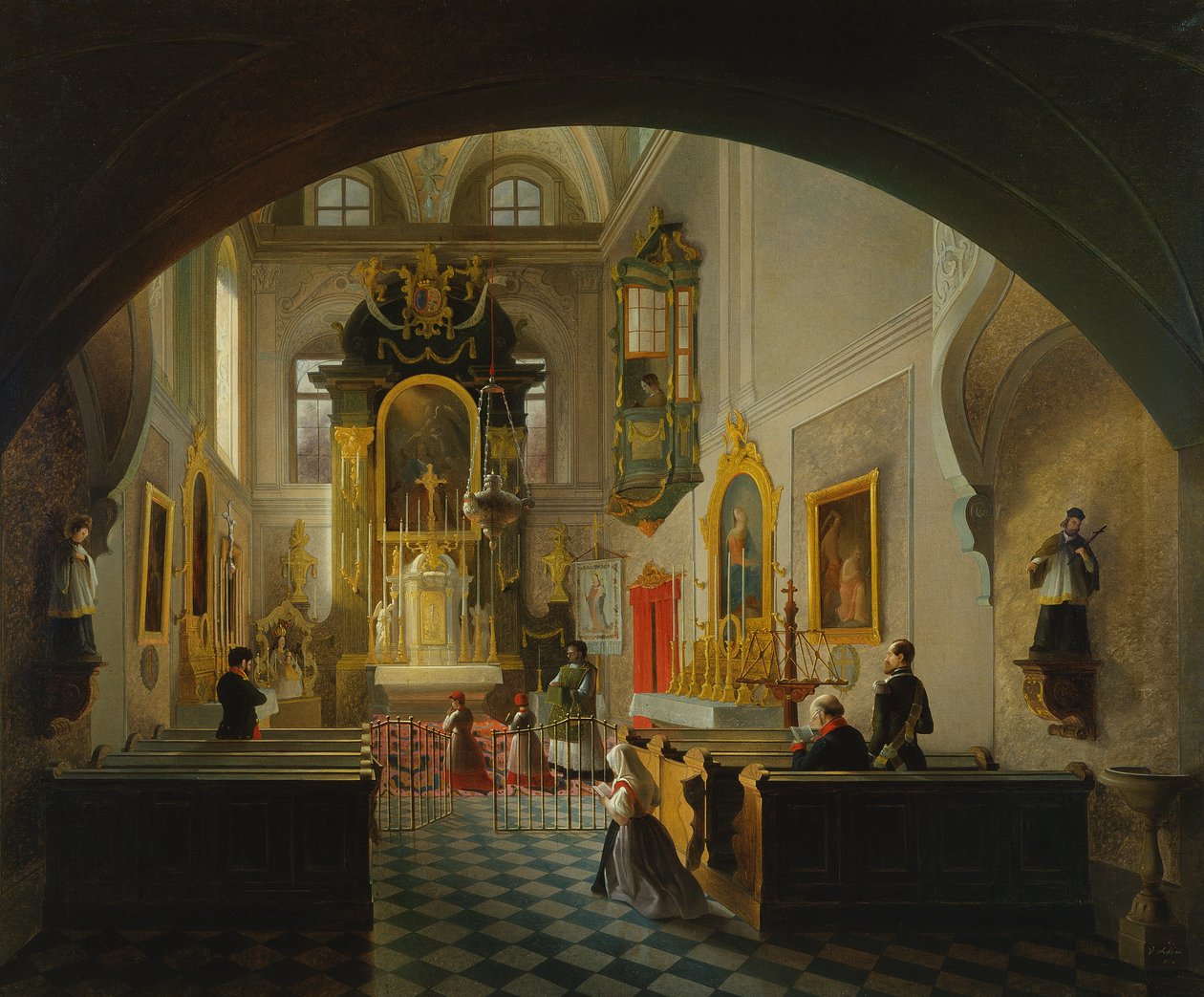 Interiør af et kapel (maleri) af Giuseppe Abbati