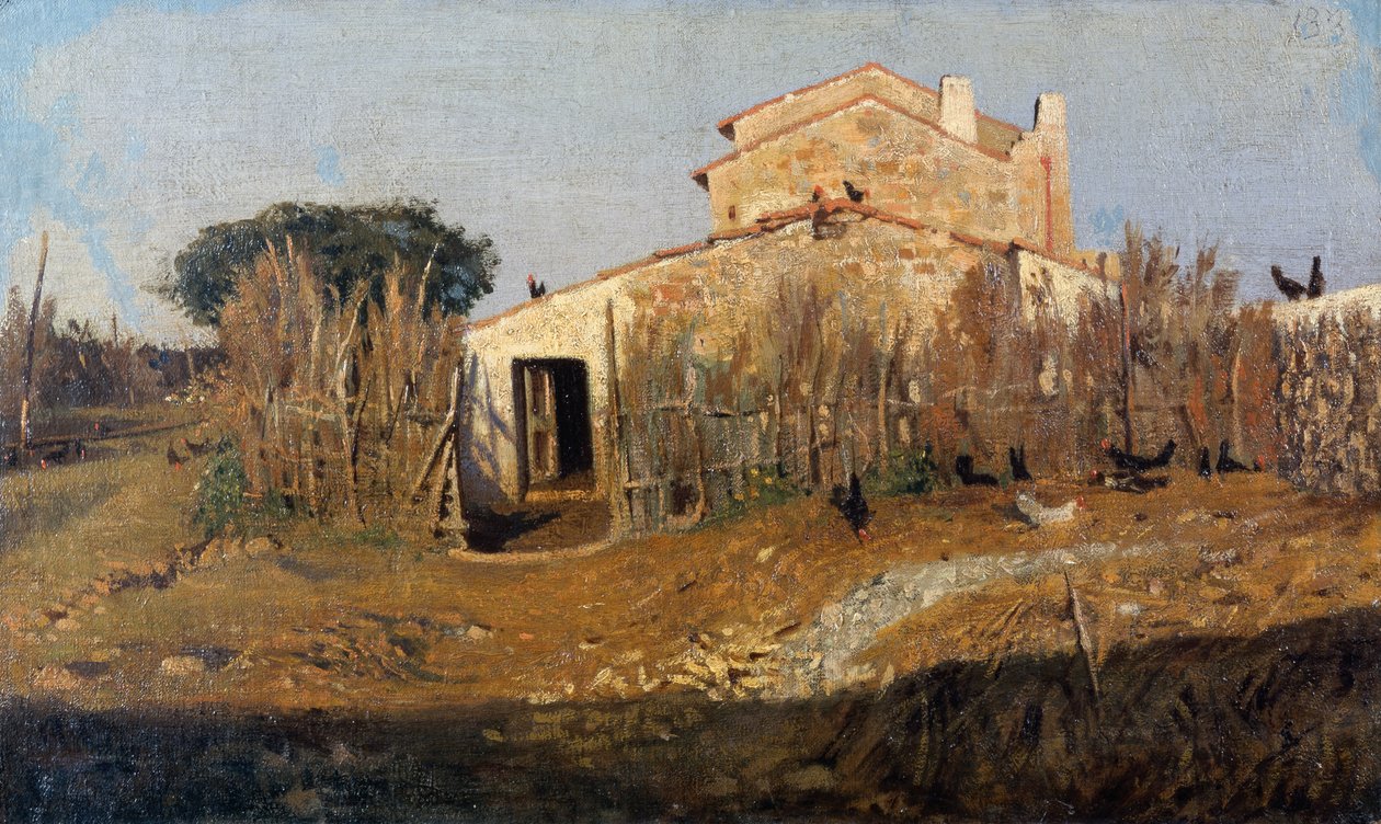 Diego Martellis hus, af Giuseppe Abbati (1836-1868), olie på lærred, 25x42 cm af Giuseppe Abbati