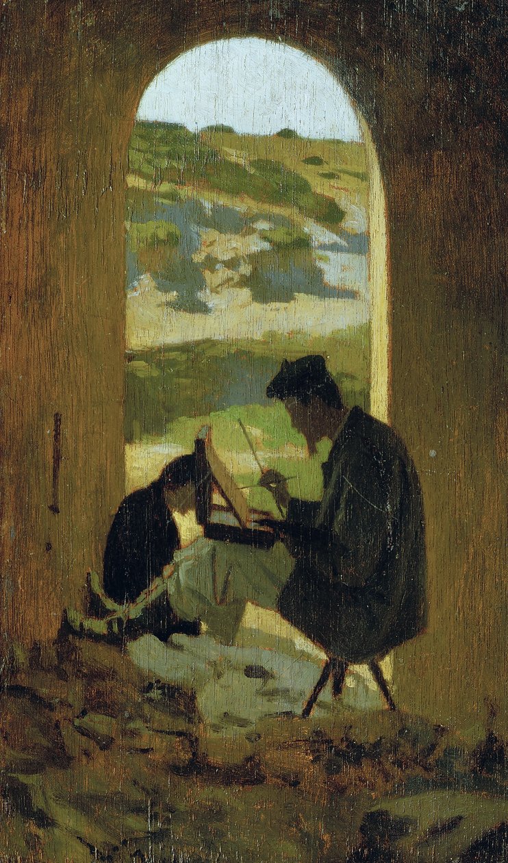 Maleren Stanislao Pointeau, ca. 1863 (olie på plade) af Giuseppe Abbati