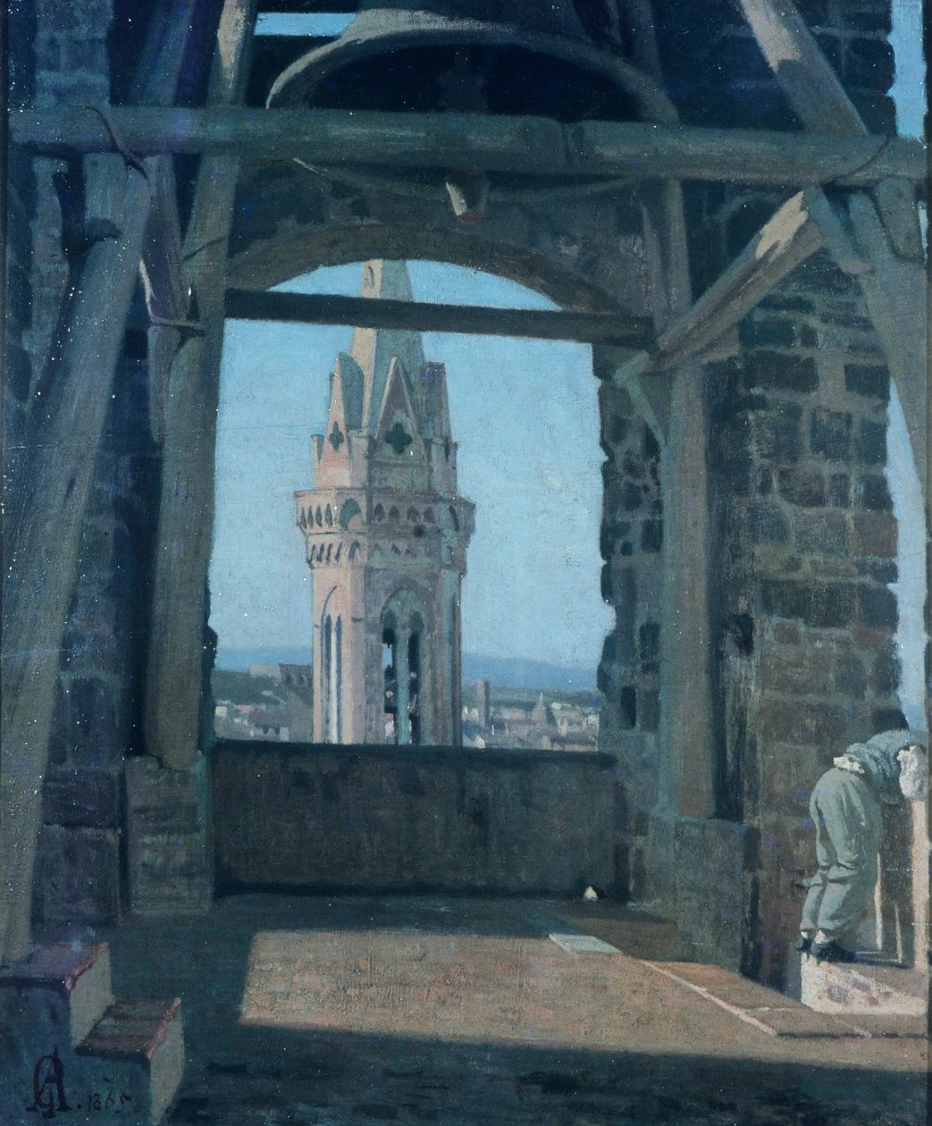 Palazzo del Podesta-tårnet af Giuseppe Abbati (1836-1868). af Giuseppe Abbati