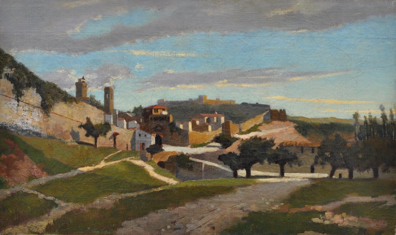 San Gimignanos mure, ca. 1862 (olie på lærred) af Giuseppe Abbati