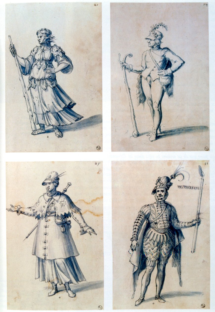 Kostumedesign til allegoriske figurer, 1500-tallet af Giuseppe Arcimboldi