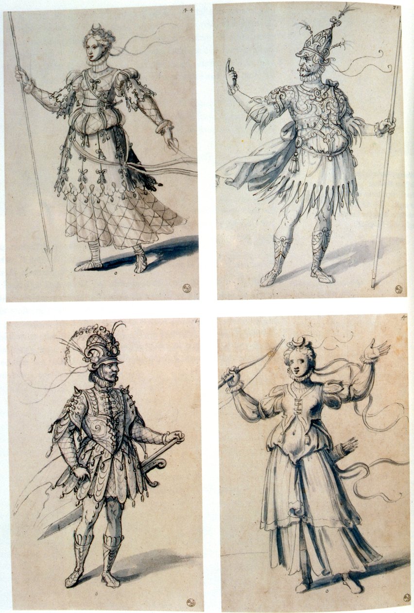 Kostumedesign til klassiske guddomme, 1500-tallet af Giuseppe Arcimboldi