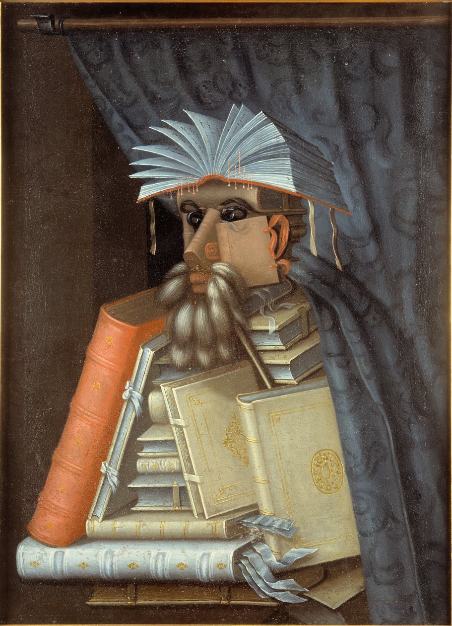 Portræt af en bibliotekar, ca. 1566 (olie på lærred). af Giuseppe Arcimboldo