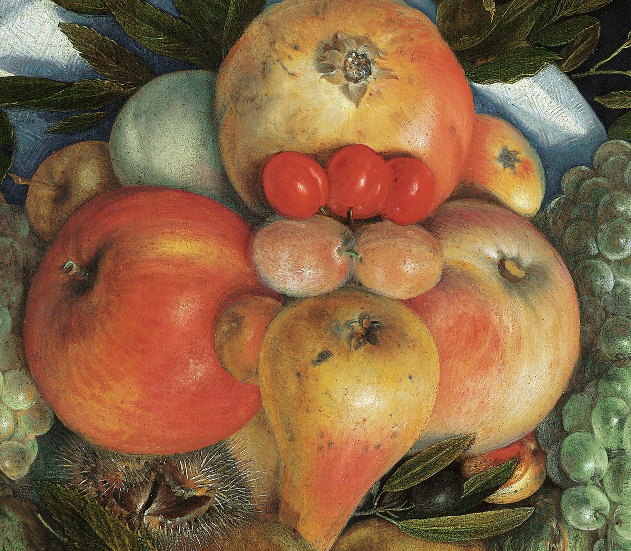 Vendbart antropomorfisk portræt af en mand sammensat af frugt af Giuseppe Arcimboldo