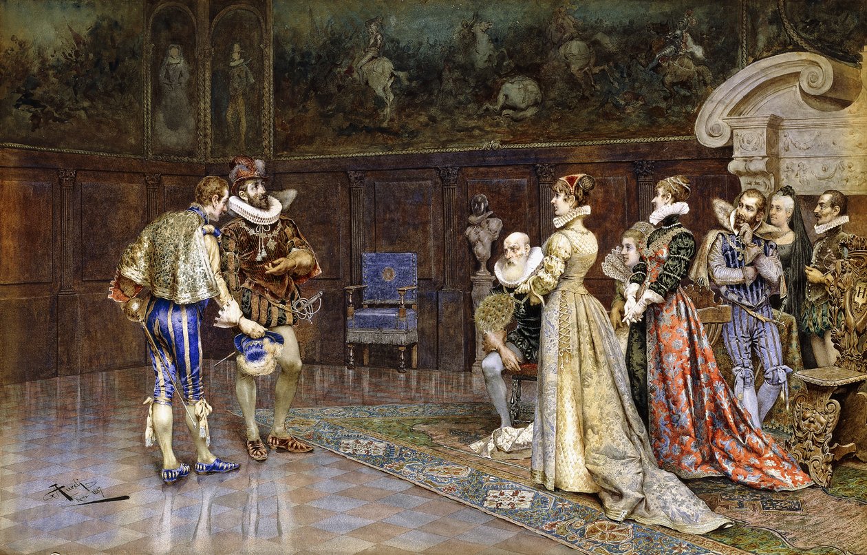 En præsentation af Henri IV af Frankrig ved domstolen i Marguerite Valois af Giuseppe Aureli