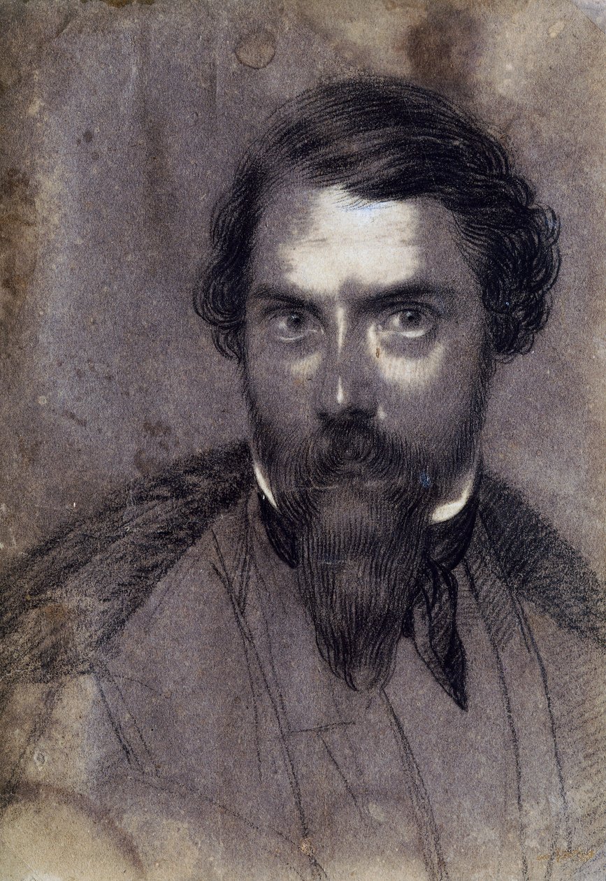 Selvportræt (kridt på papir) af Giuseppe Baldini