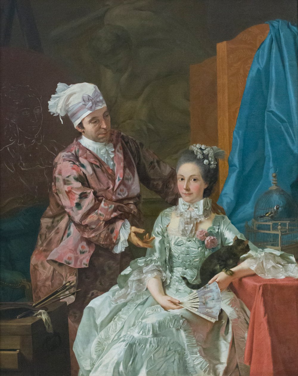 Selvportræt med hustru, ca. 1757 (olie på lærred) af Giuseppe Baldrighi