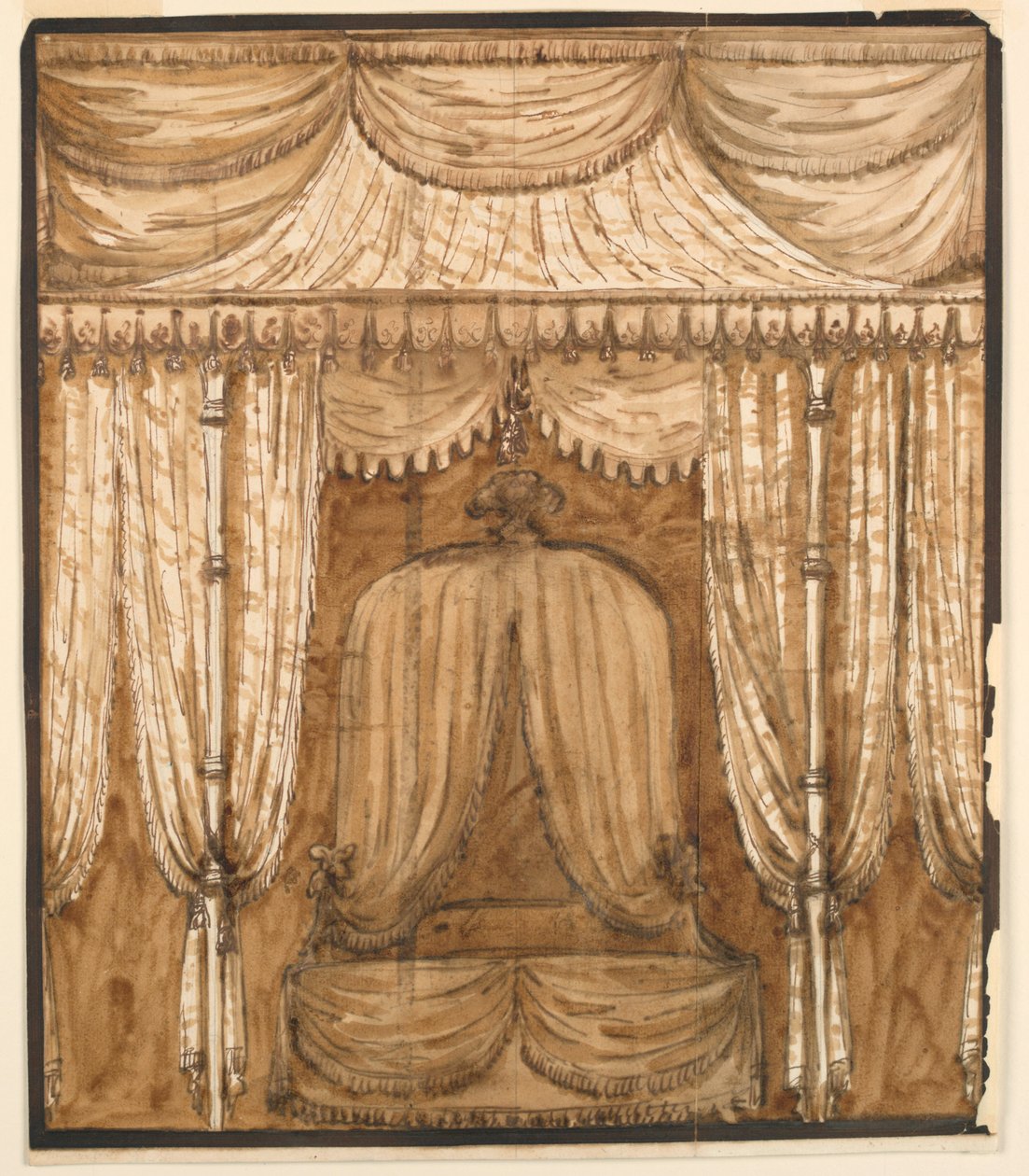 Tegning, Elevation af en sengealkove, ca. 1790 af Giuseppe Barberi