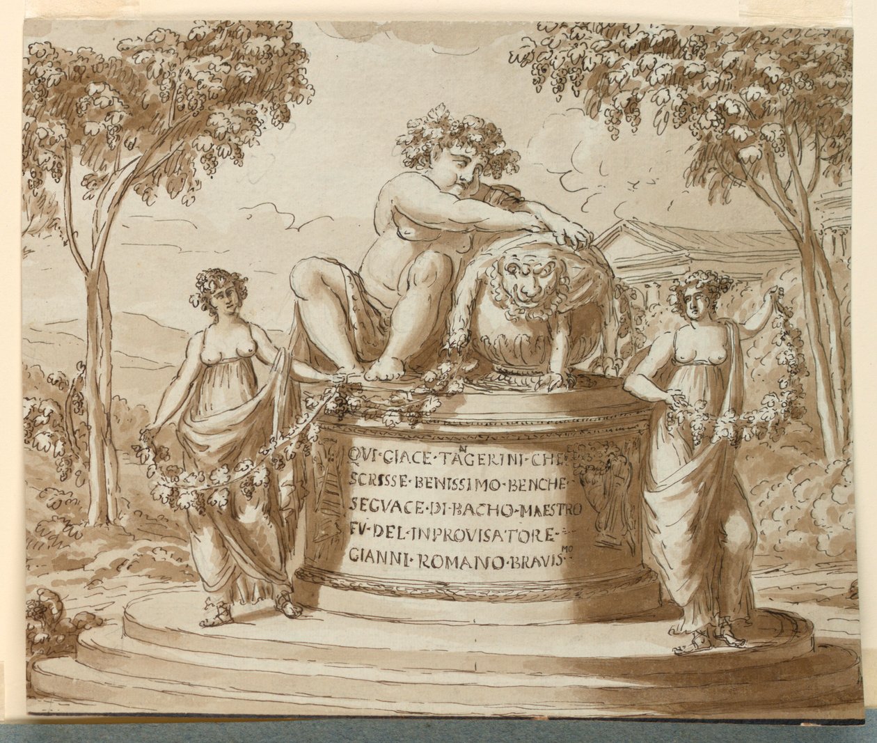 Gravmonument for digteren Tagerini af Giuseppe Barberi