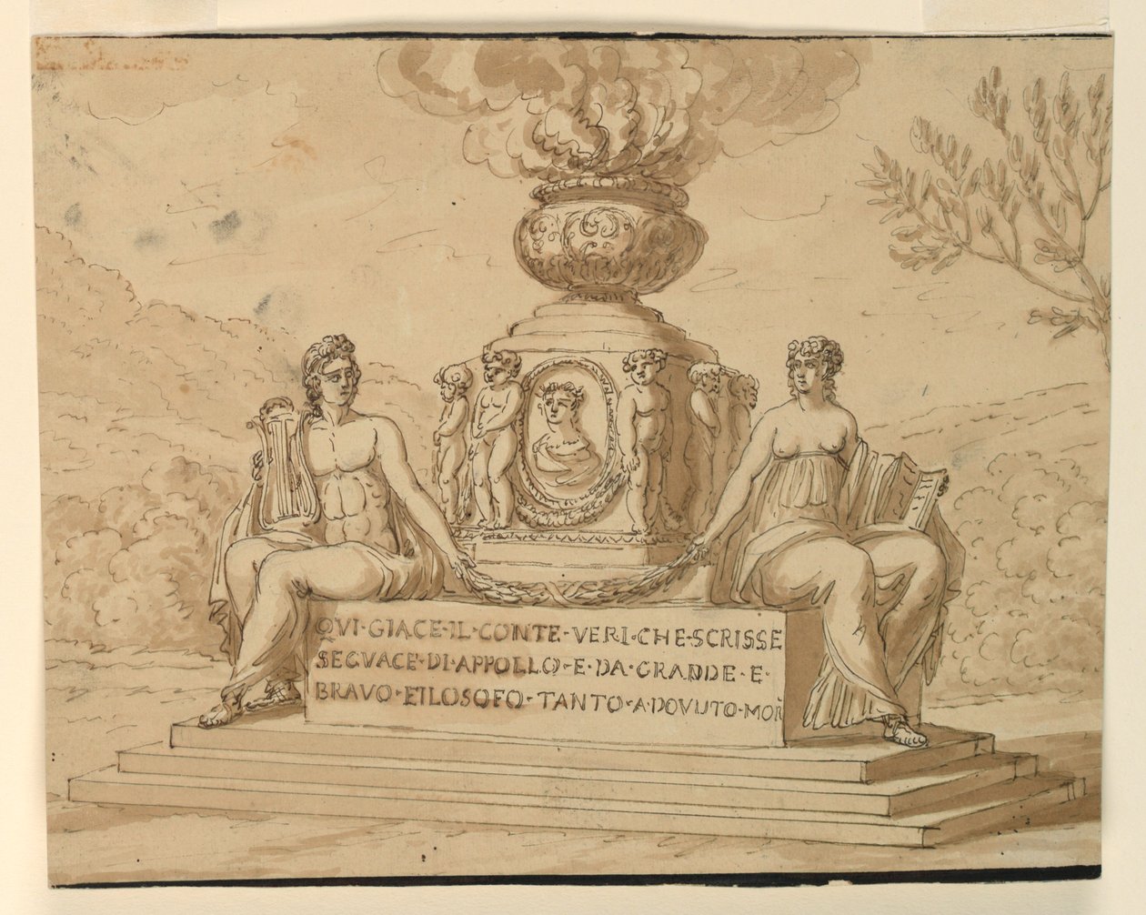 Gravmonumentet for filosoffen grev Alessandro Verri af Giuseppe Barberi