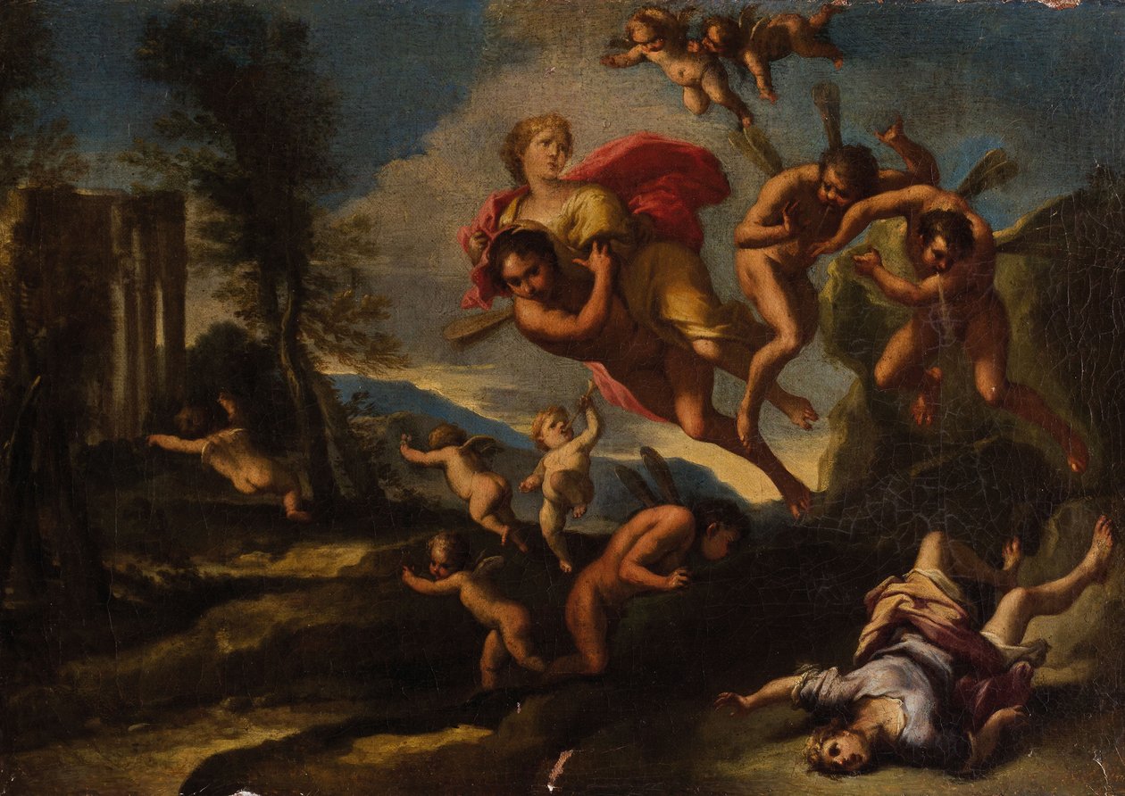 Boreas bortfører Orithyia. af Giuseppe Bartolomeo Chiari