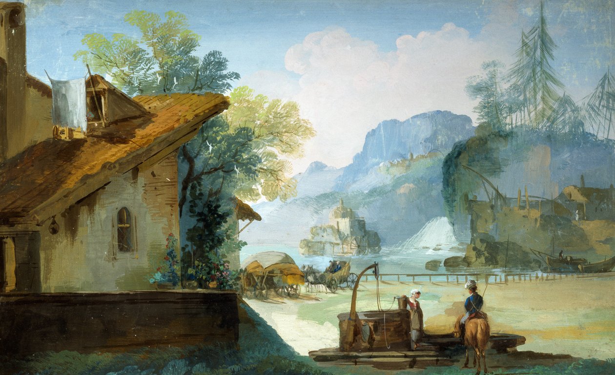 Maid at well, af Giuseppe Bernardino Bison (1762-1844) af Giuseppe Bernardino Bison