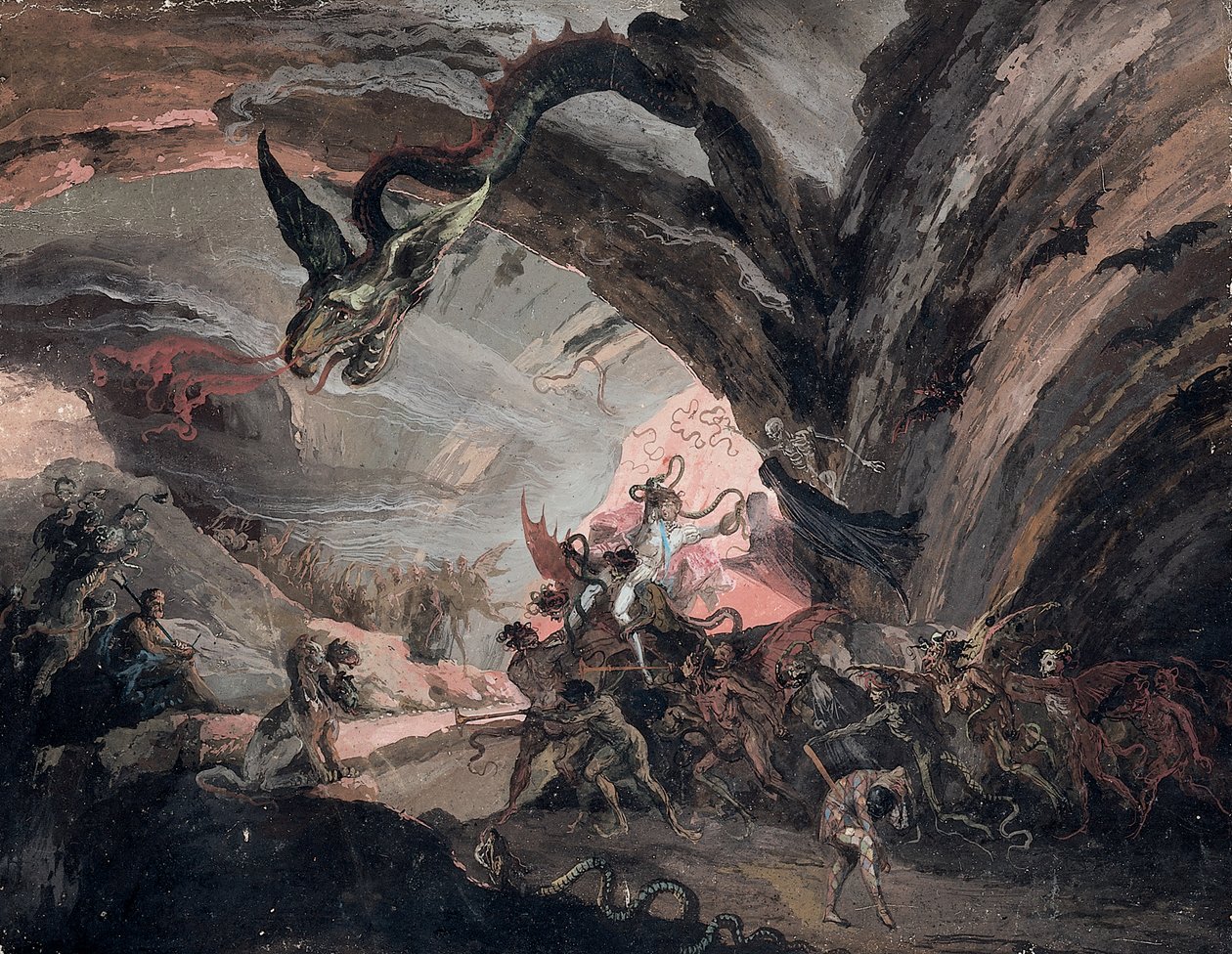 Pluto og en harlekin i helvede af Giuseppe Bernardino Bison