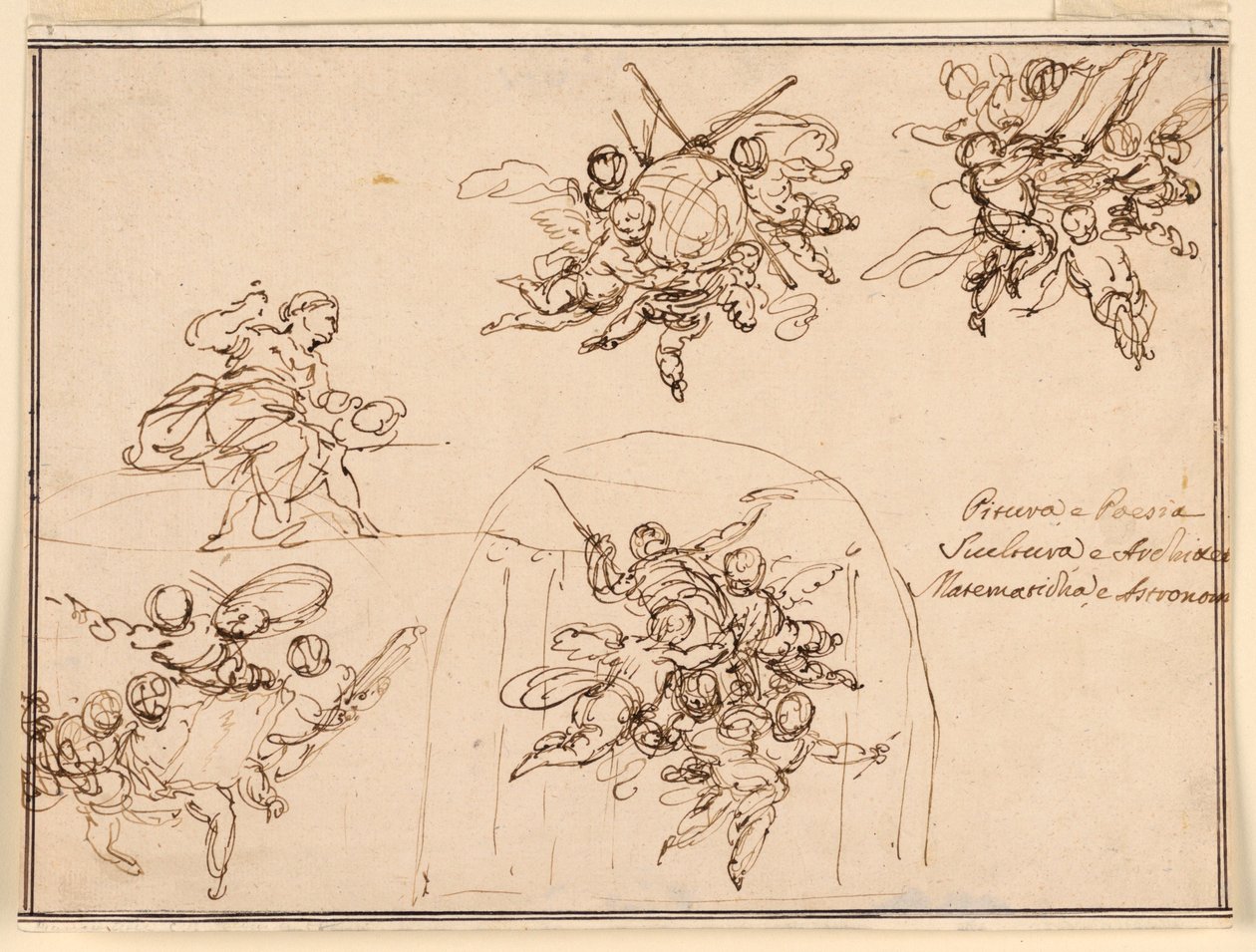 Skitser til vægmalerier: Arts and Sciences af Giuseppe Bernardino Bison