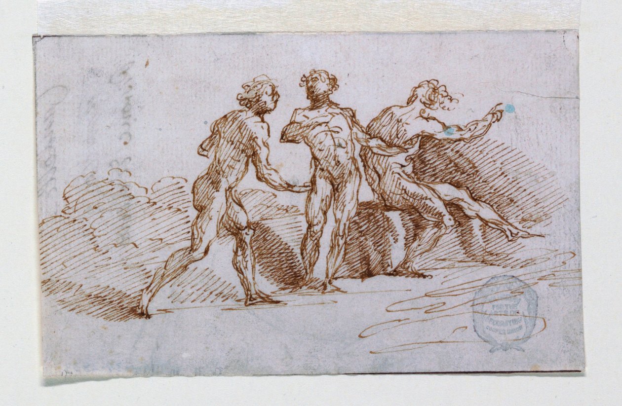 Tre nøgne mænd af Giuseppe Bernardino Bison