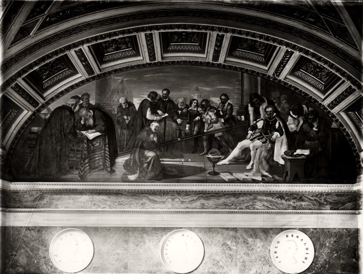 Retssagen mod Galileo (1564-1642) detalje af Galileo i Pisa (fresco) af Giuseppe Bezzuoli