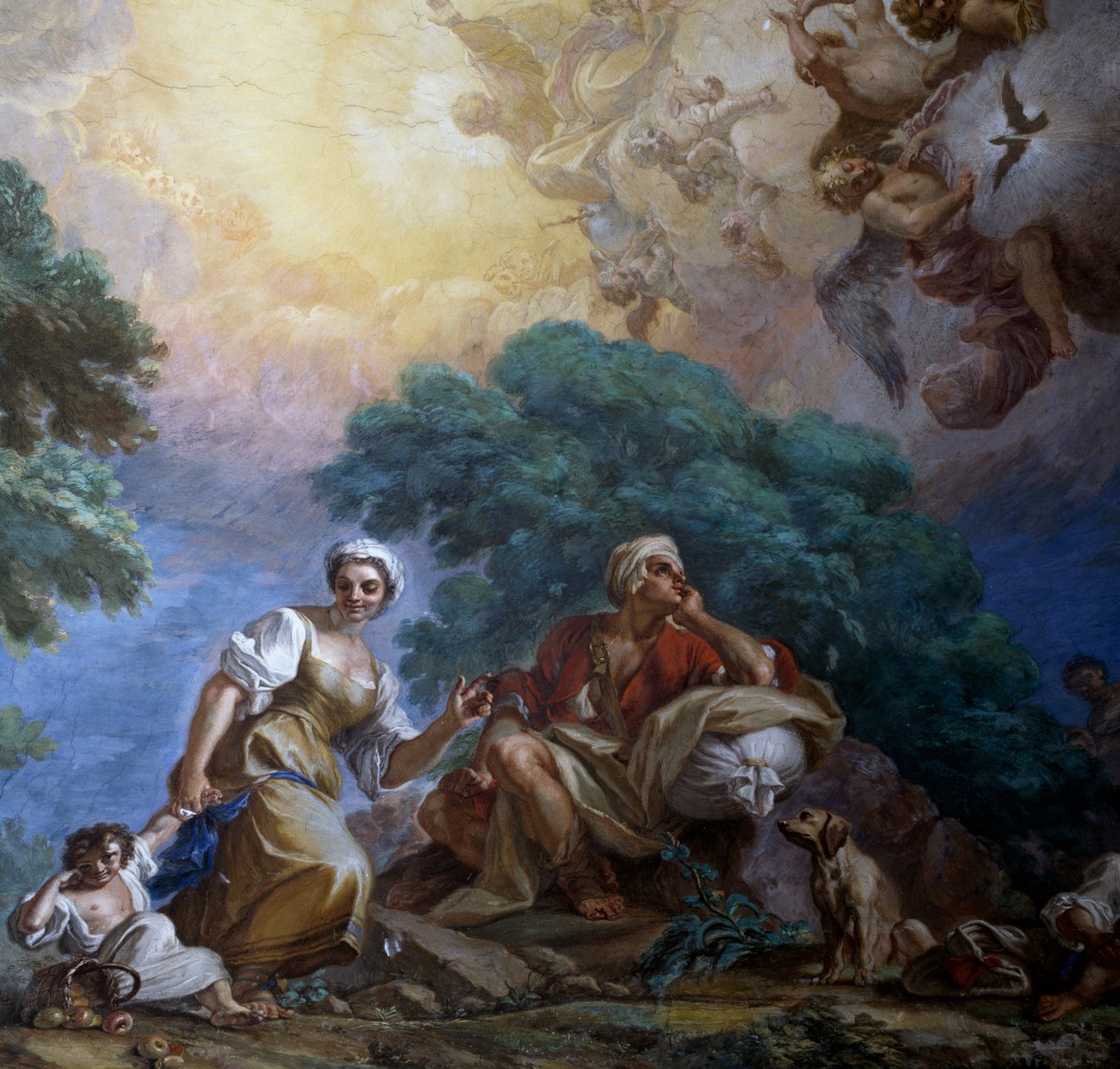 Visitation, af Giuseppe Bonito (1707-1789), fresco, Portici Royal Palace, Campania, Italien af Giuseppe Bonito
