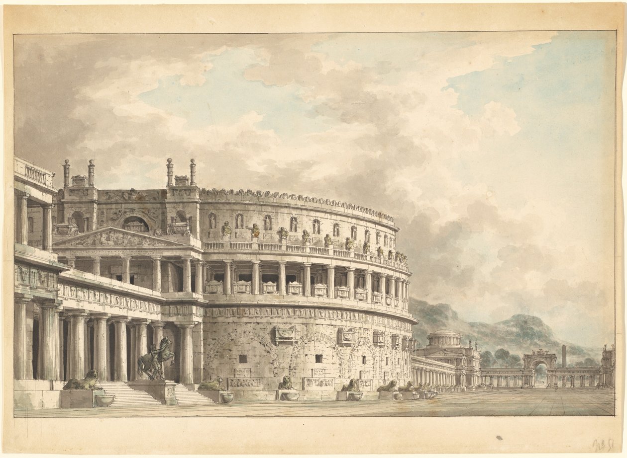 Arkitektonisk fantasi om et storslået gammelt mausoleum af Giuseppe Borsato