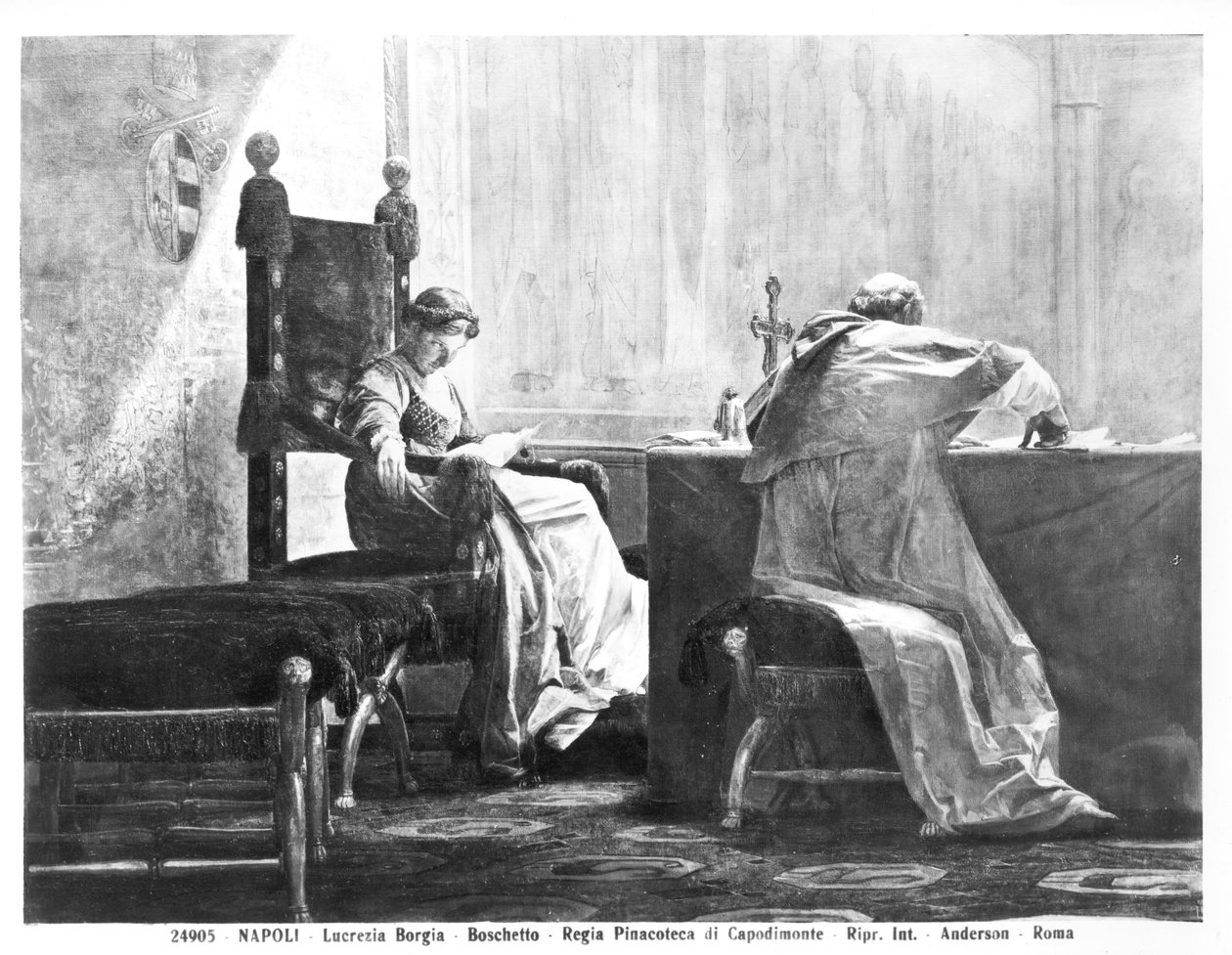 Lucrezia Borgia (1480-1519) og hendes far pave Alexander VI (1431-1503) af Giuseppe Boschetto