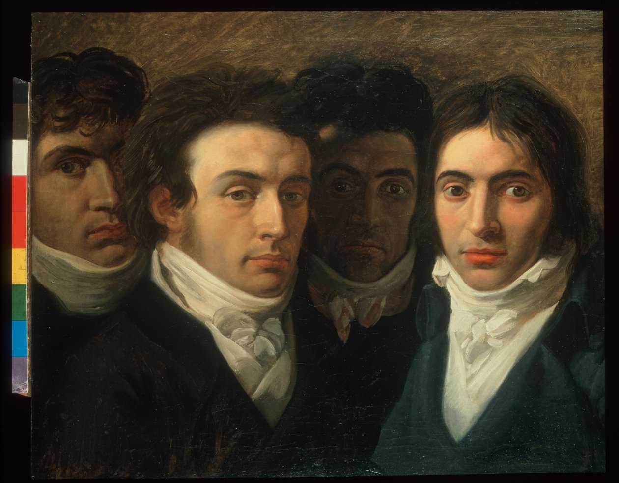 Selvportræt med Felice Bellotti, Gaetano Cattaneo og Carlo Porta af Giuseppe Bossi