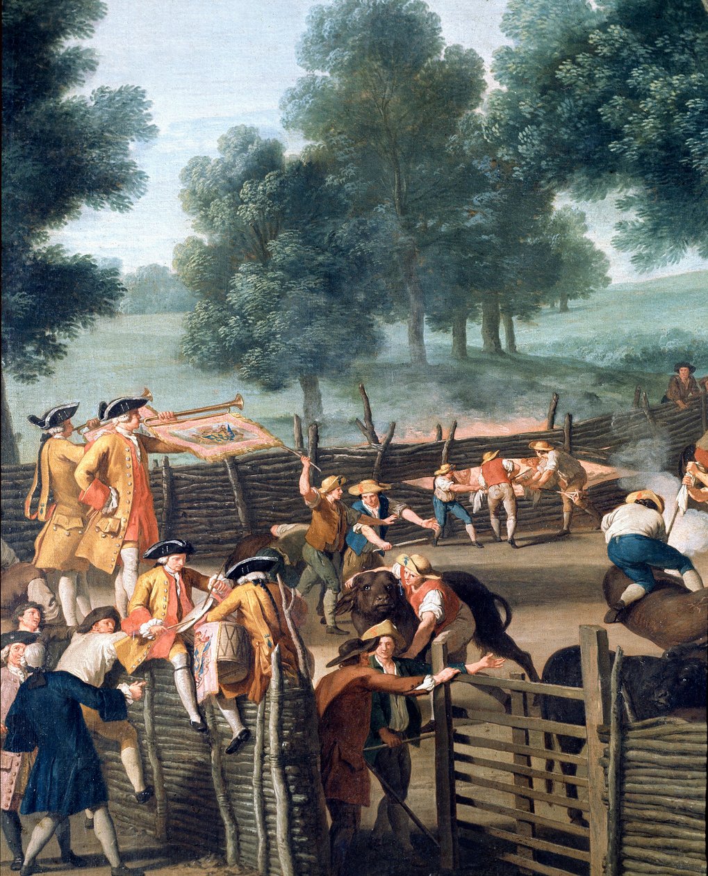 Branding af husdyr nær Rom. Aristokraternes offentlighed, detaljer (maleri af Giuseppe Bottani