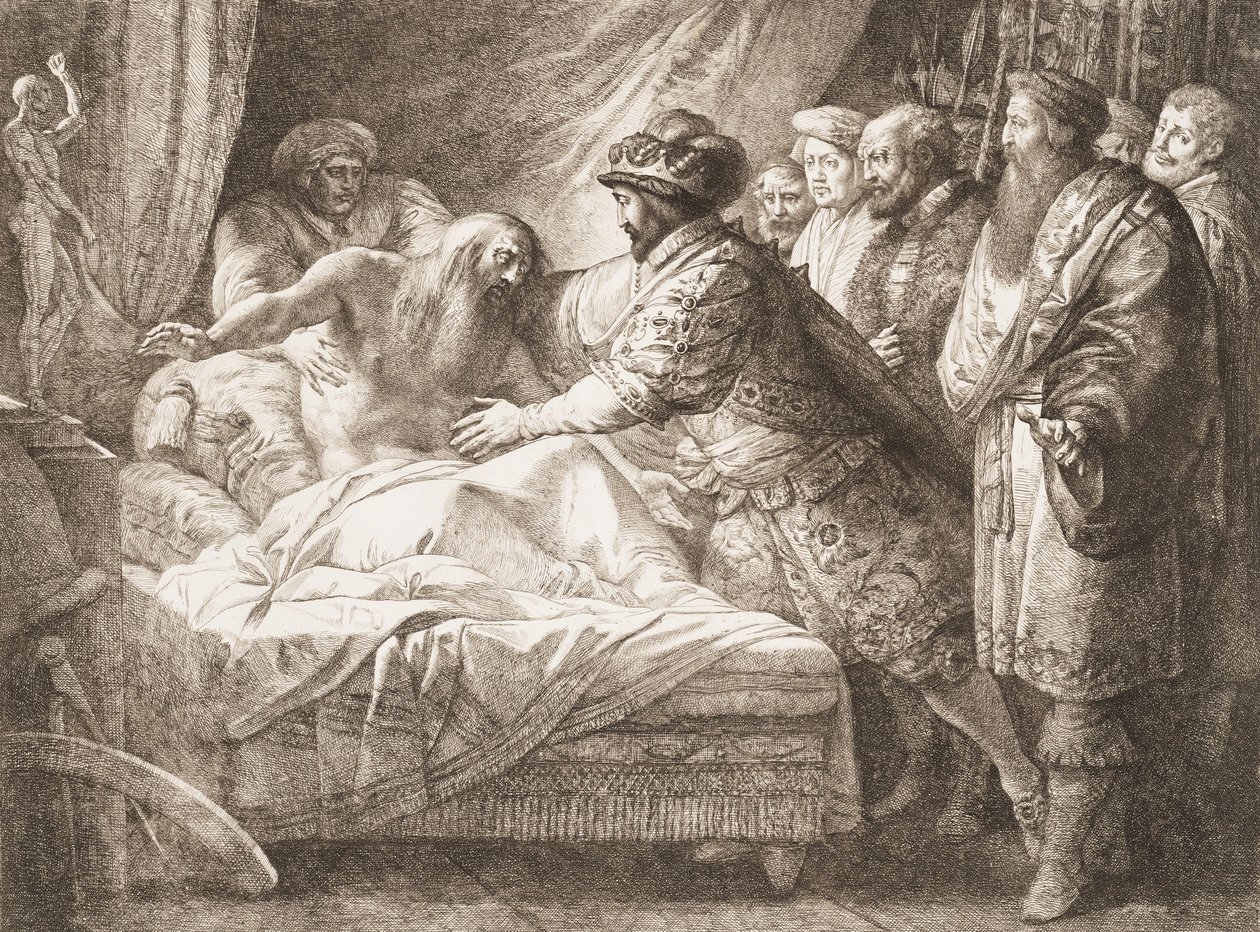 Allegori om maleri Leonardo da Vincis død, ca. 1780-99. af Giuseppe Cades