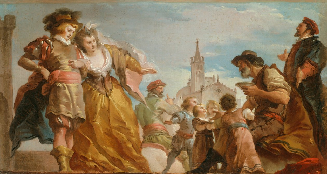 Mødet mellem Gautier, grev af Antwerpen, og hans datter, Violante af Giuseppe Cades
