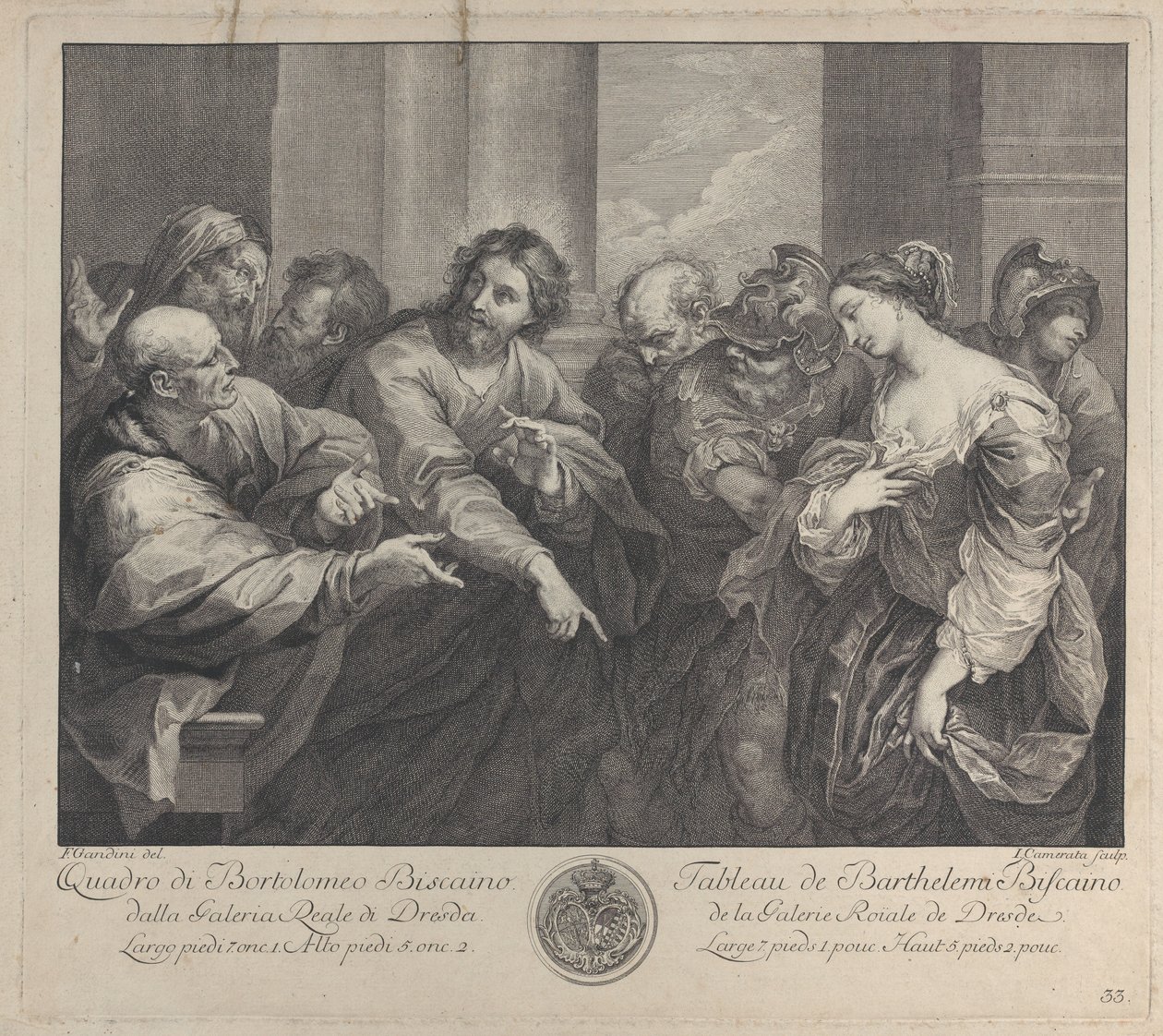 Kristus og kvinden taget i utroskab, 1750-57. af Giuseppe Camerata