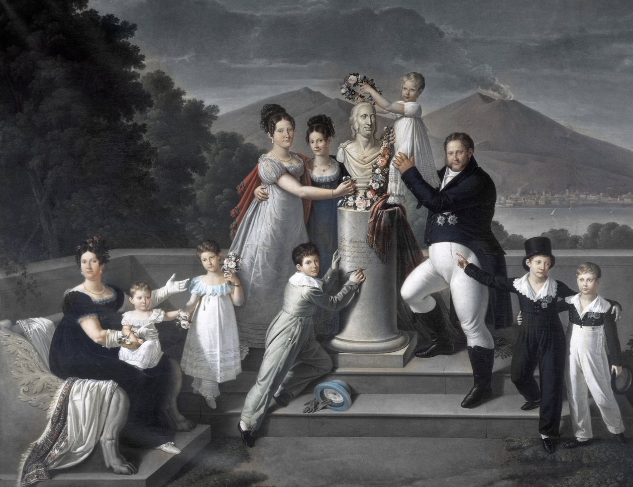 (Familie til kong Francesco I af de to Sicilier). Fra venstre til højre: Maria Isabella di Borbone-Spain (anden hustru til Francesco I), Maria Carolina Ferdinanda, Maria Antonietta Storhertuginde di Toscana, Luisa Carlotta, Maria Cristina, dronning af Span af Giuseppe Cammarano