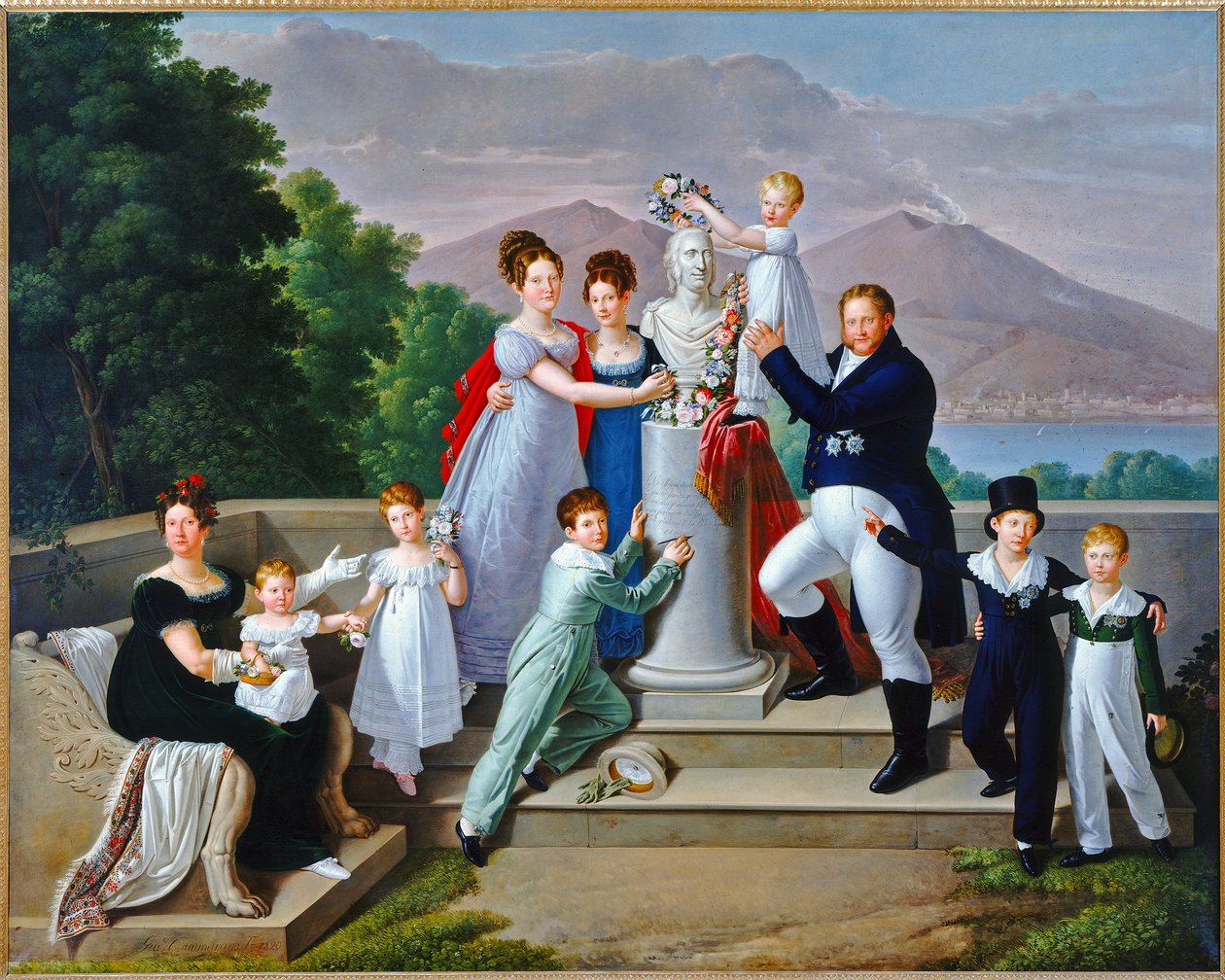 Italiensk: Portræt af Frans I Frans I og hans familie af Giuseppe Cammarano