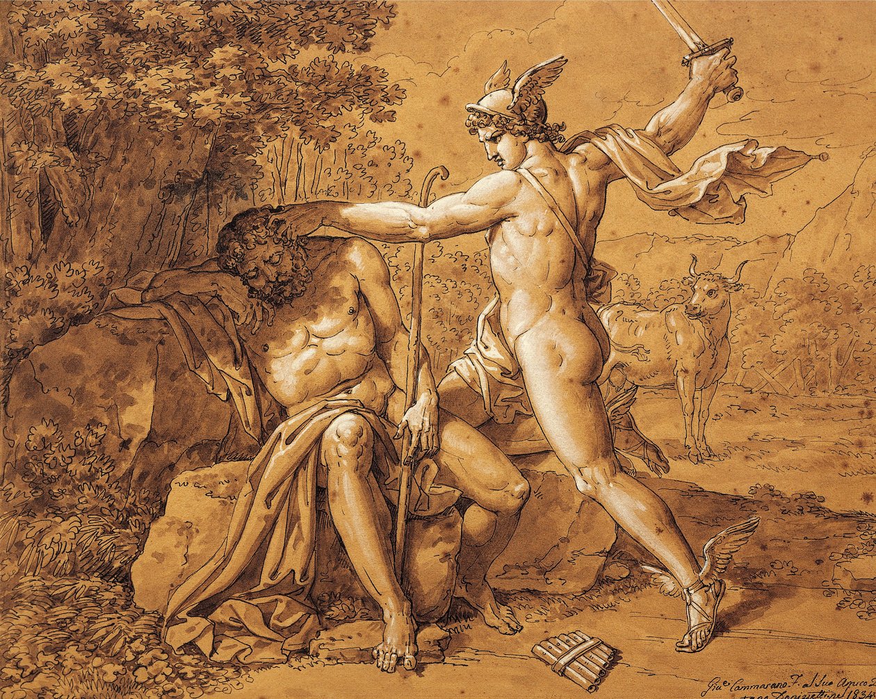 Italien, Mercury dræber Argus for at redde nymfen (Mercury dræber Argo for at redde nymfen) af Giuseppe Cammarano (1766-1859) givet af kunstneren til Gaetano Donizetti, tegning af Giuseppe Cammarano