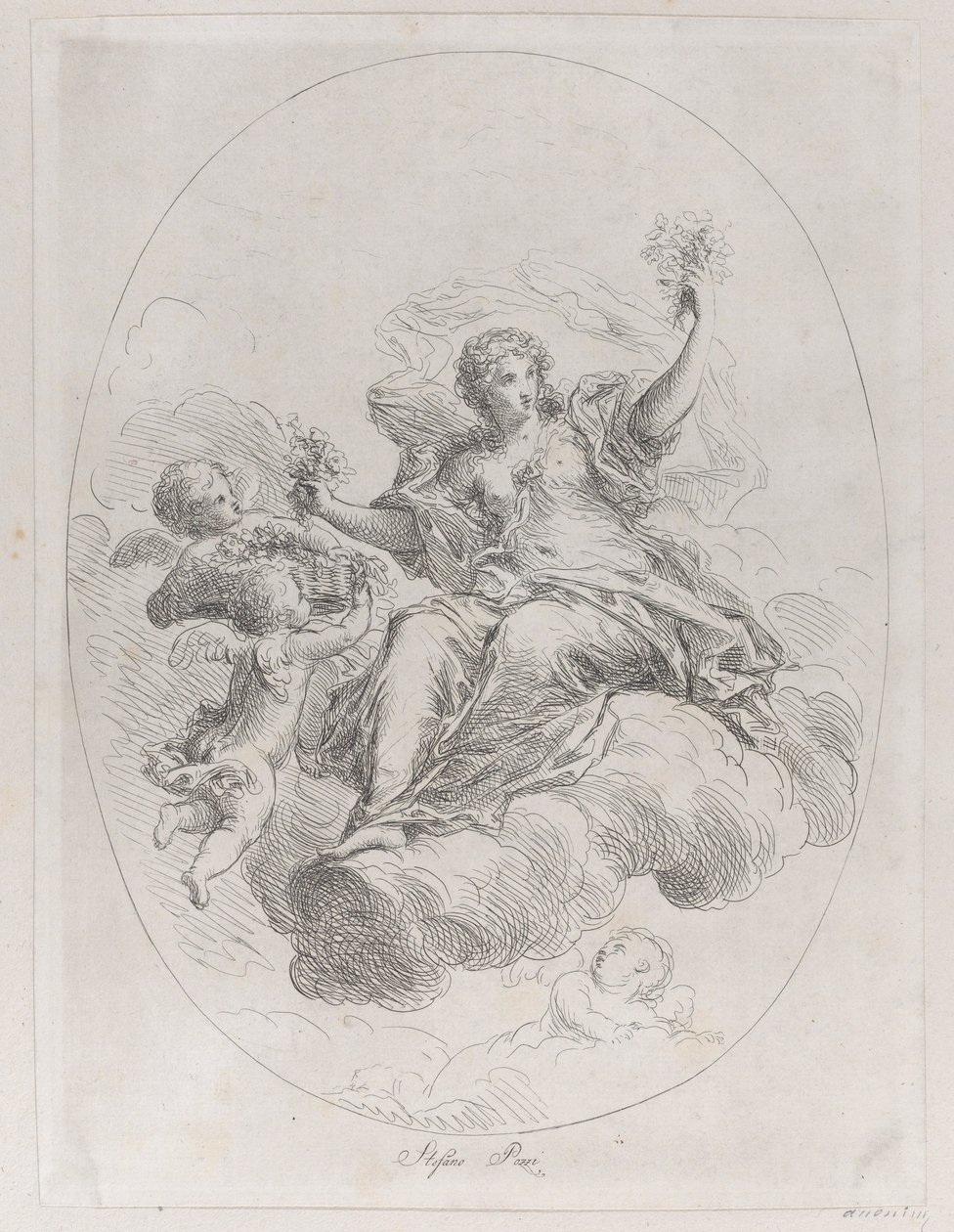 Allegorisk figur på en sky med putti, efter Stefano Pozzi, ca. 1745-1802. af Giuseppe Canale