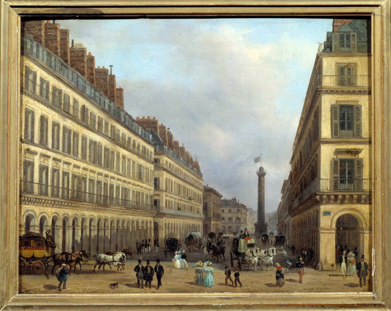 Rue Castiglione i Paris i 1829. Maleri af Giuseppe Canella (1788-1847) af Giuseppe Canella