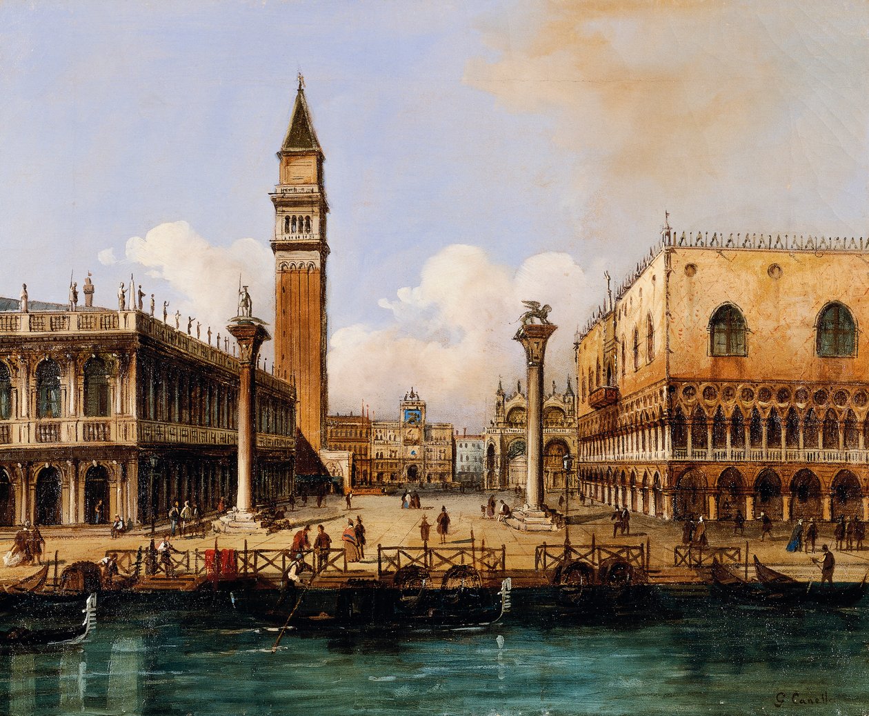 Markuspladsen i Venedig (olie på lærred) af Giuseppe Canella