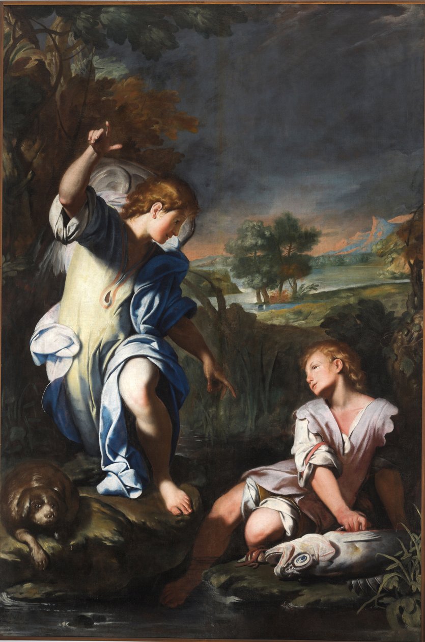 Tobias og englen (olie på lærred) af Giuseppe Castiglione