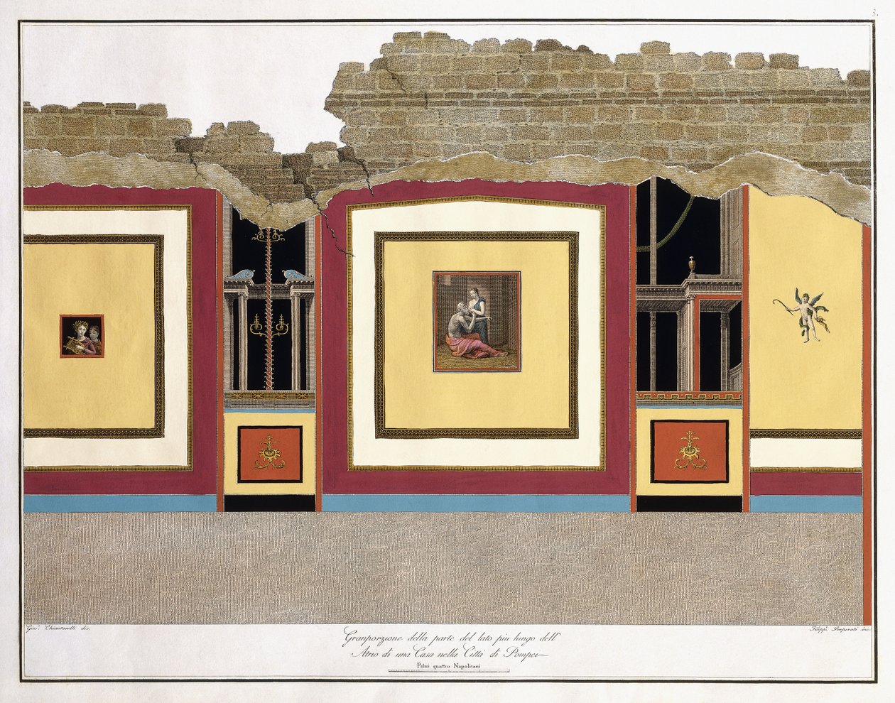 Den største del af den længste længde af væggen i et Atrium i Pompei af Giuseppe Chiantarelli