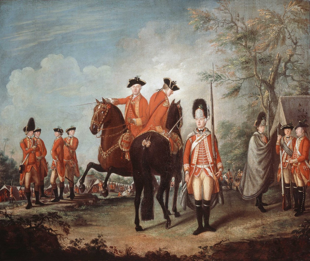 Two Horses of the Regiment, 25th Regiment of Foot, Menorca, ca. 1769 (olie på lærred) af Giuseppe Chiesa