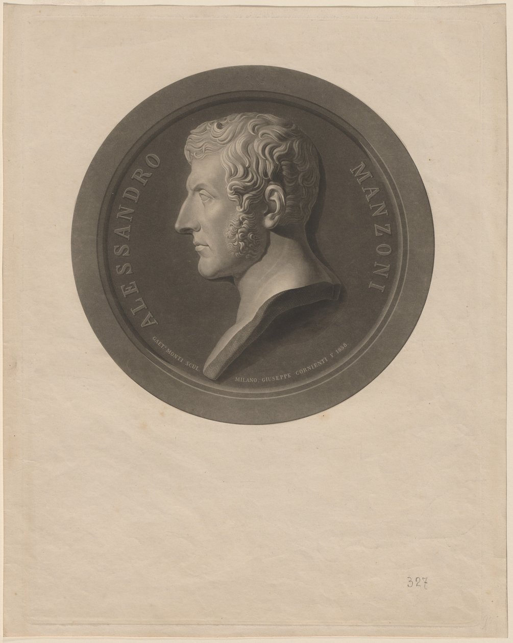 Alessandro Manzoni af Giuseppe Cornienti, after Gaetano Monti