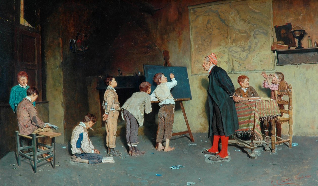 En italiensk landsbyskole, 1888 af Giuseppe Costantini