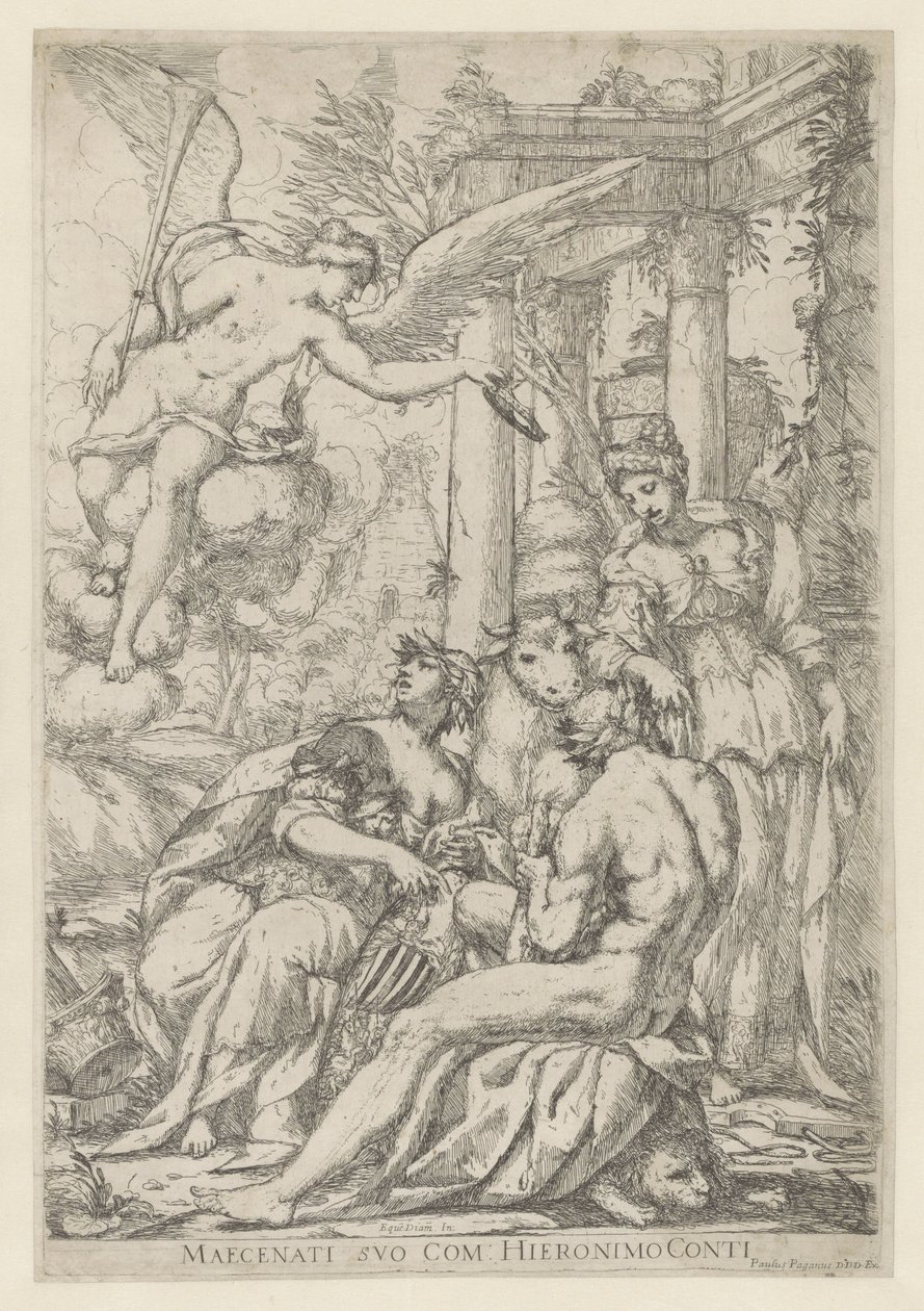 Allegori med berømmelse, Hercules og Europa af Giuseppe Diamantini