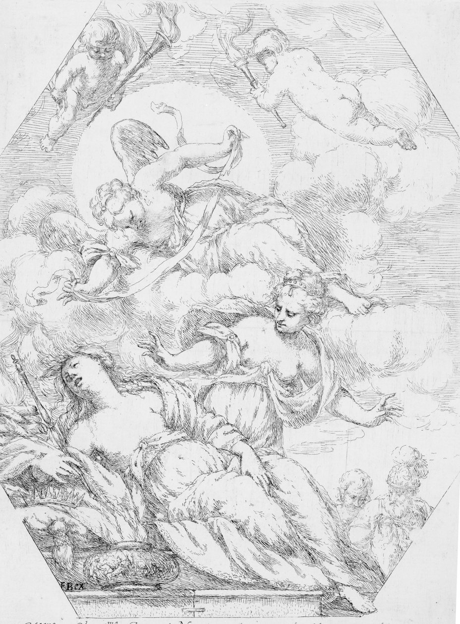 Dido på ligbålet, 1650-1700. af Giuseppe Diamantini