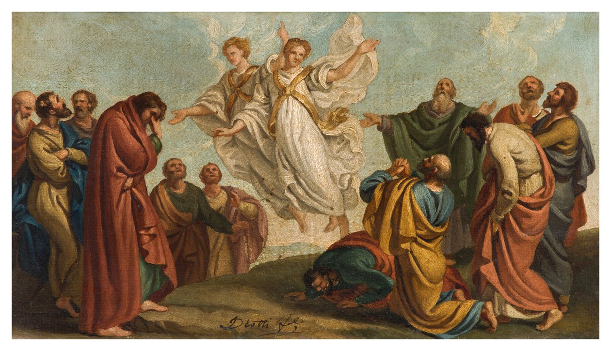 Giuseppe Diotti, skitse, engles åbenbaring for apostlene efter himmelfarten af Giuseppe Diotti
