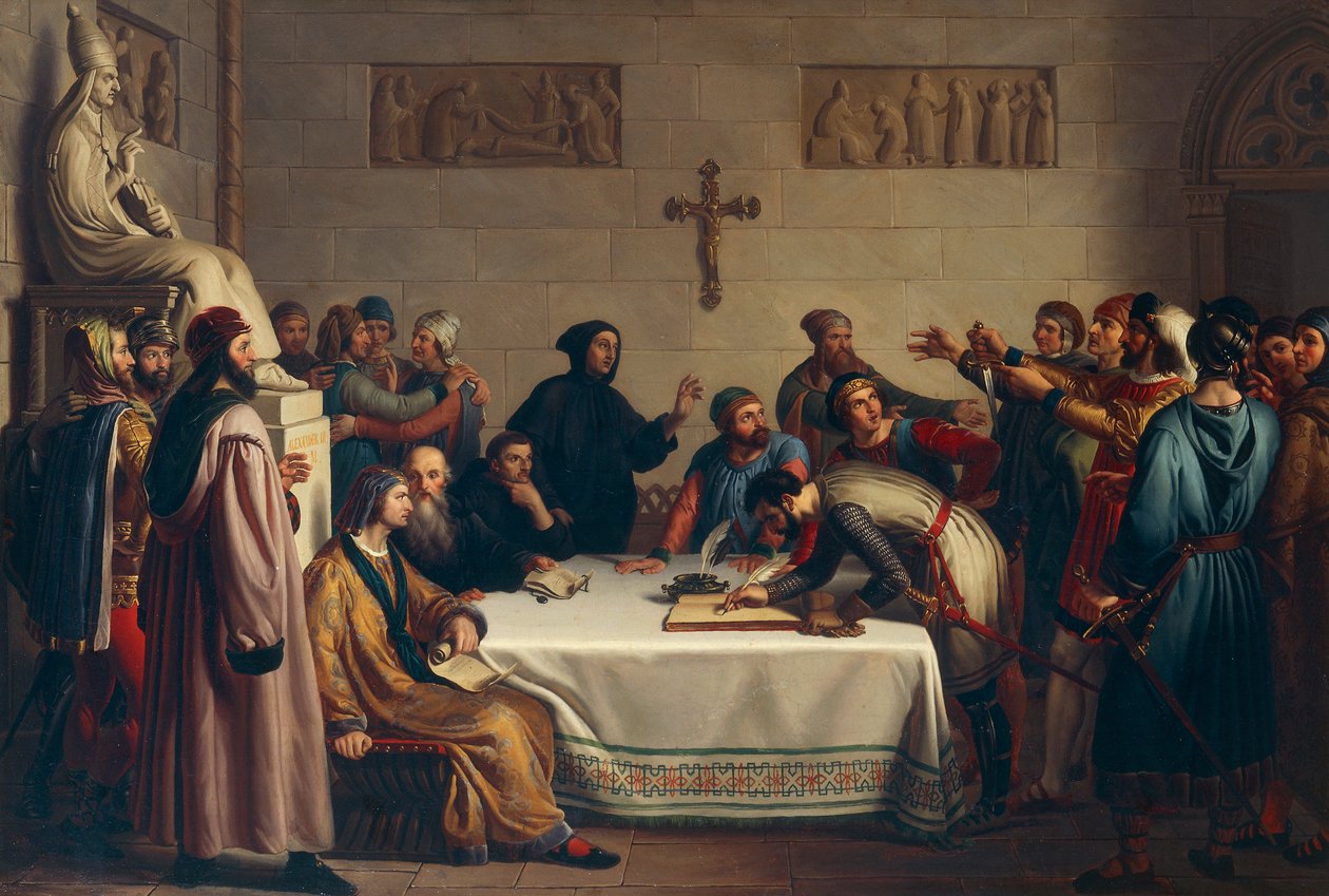 Pontidas ed, 7. april af Giuseppe Diotti