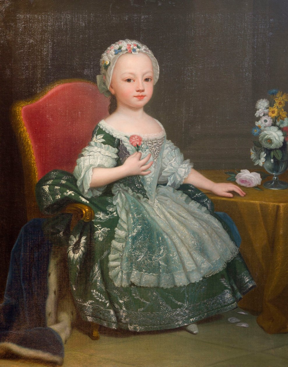 Portræt af Maria Theresia af Savoyen (1756-1803), kommende grevinde af Artois, af Giuseppe Dupra (1703-1784), olie på lærred af Giuseppe Duprà