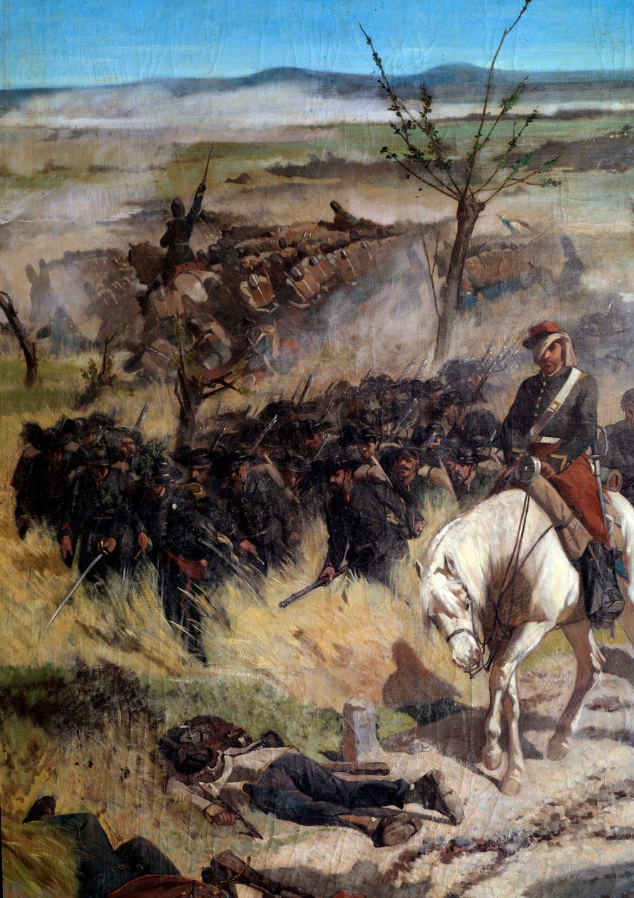 Detalje af den italienske lejr, fra slaget ved Magenta i 1859 (olie på lærred af Giuseppe Fattori