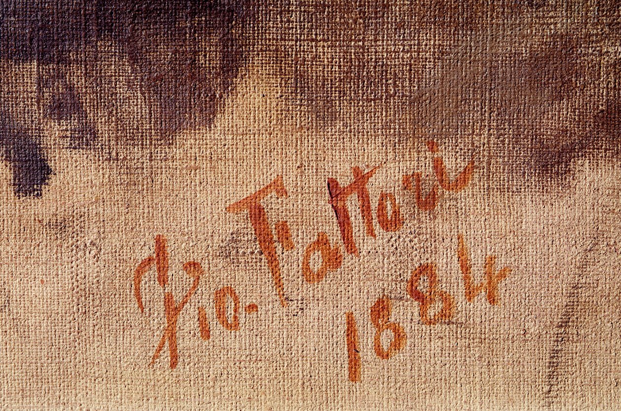 Selvportræt i en alder af 59, detalje af signaturen (olie på lærred af Giuseppe Fattori